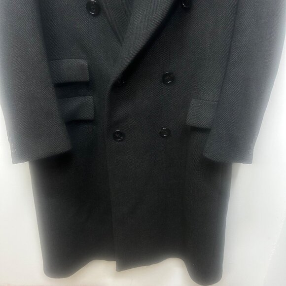 Polo Ralph Lauren Double-Breasted Wool Herringbone Overcoat Black Velvet Collar - Picture 3 of 12